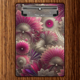Art Nouveau Pink und Silver Fans Mini Klemmbrett