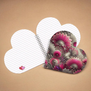 Art Nouveau Pink und Silver Fans Notizbuch