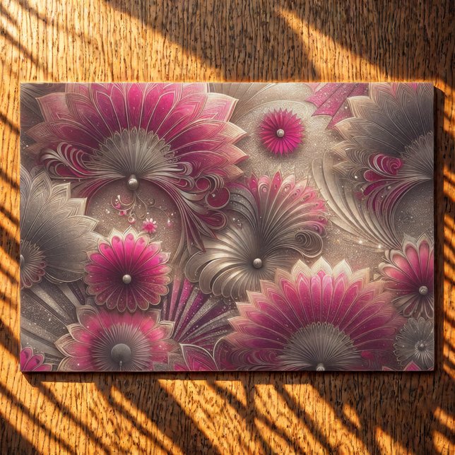 Art Nouveau Pink und Silver Fans Seidenpapier (Von Creator hochgeladen)