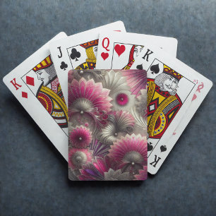 Art Nouveau Pink und Silver Fans Spielkarten