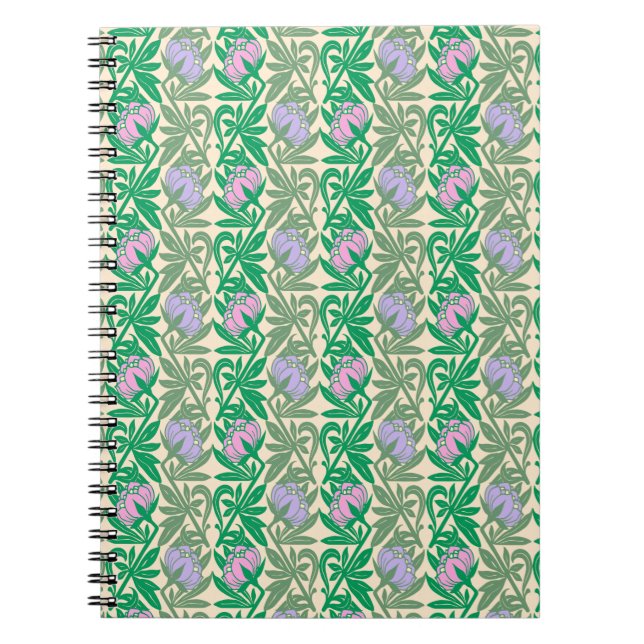 Art Nouveau pink water lilies damask Notizblock (Vorderseite)