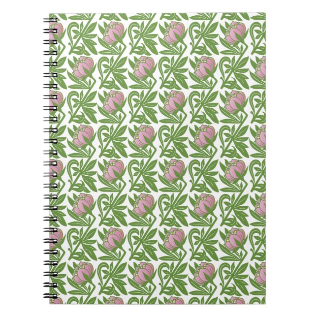 Art Nouveau pink water lilies wallpaper Notizblock (Vorderseite)