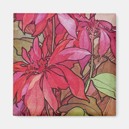 Art Nouveau Poinsettia Aimant de Noël Frigo