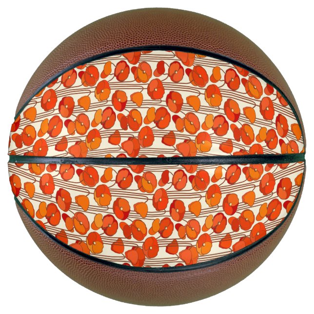 Art Nouveau Poppies Basketball (Vorderseite)