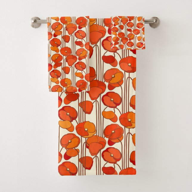 Art Nouveau Poppies Handtuch Set (Insitu)