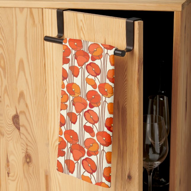 Art Nouveau Poppies Küche Handtuch (Drittel gefaltet)