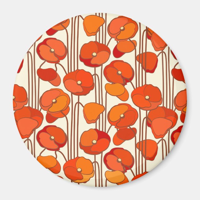 Art Nouveau Poppies Magnet (Vorne)