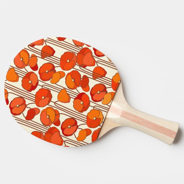 Art Nouveau Poppies Ping Pong Paddle Tischtennis Schläger (Rückseite Seitenansicht)