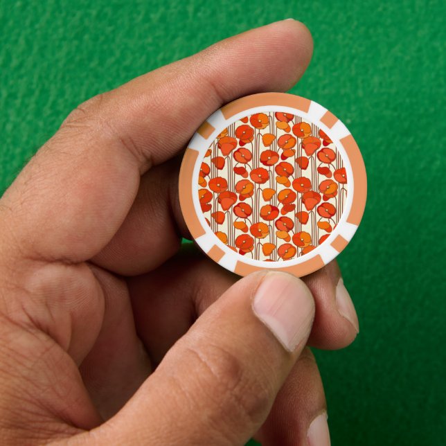 Art Nouveau Poppies Poker Chips (Hand)
