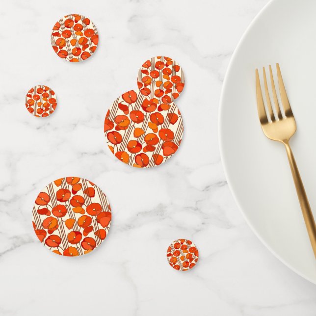 Art Nouveau Poppies Table Confetti Konfetti (Gruppe)