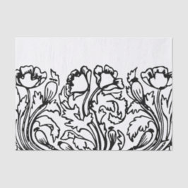 Art nouveau poppy floral black white elegant seidenpapier