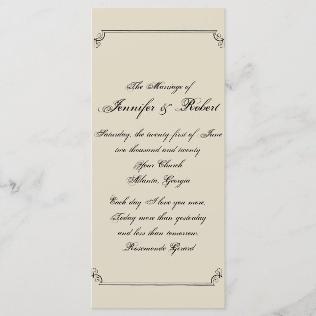 Art Nouveau Posh Wedding Programme (Devant)