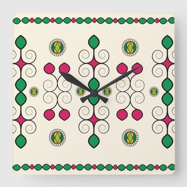 Art Nouveau Quadratische Wanduhr (Vorderseite)