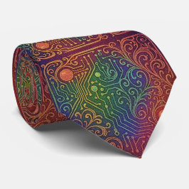 Art Nouveau Rainbow Circuit Board Necktie Krawatte