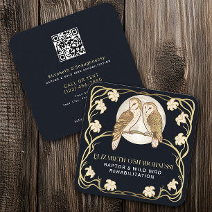 Art Nouveau Raptor Bird Rehabilitation QR-Code Quadratische Visitenkarte