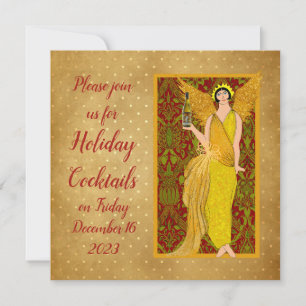 Art Nouveau Retro Holiday Angel Einladung