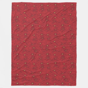 Art Nouveau Retro Red Floral Christmas Poinsettia Fleecedecke