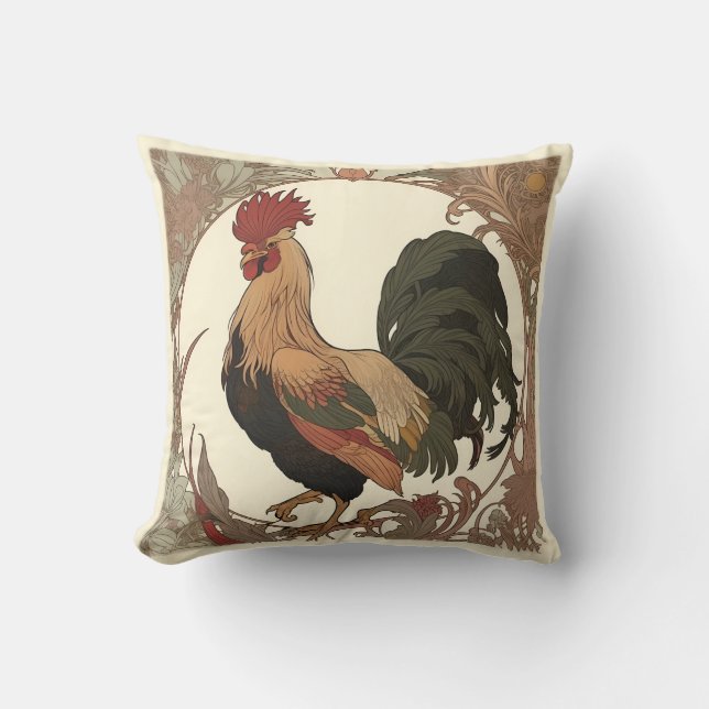Art Nouveau - Rooster Kissen (Vorderseite)