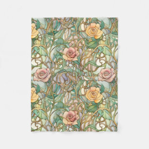 Art Nouveau rosa Muster in rosafarbenem Rosa Fleecedecke