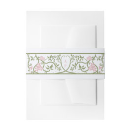 Art Nouveau Rosa und Grün Florale Hochzeit Einladungsbanderole