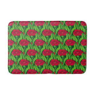 Art Nouveau Rote Nelken Blumendach Badematte