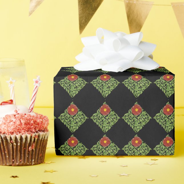 Art Nouveau Rote Rose De Morgan Geschenkpapier (Geburtstagsparty)
