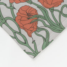 Art Nouveau Roter Mohn Floral Wurfdecke