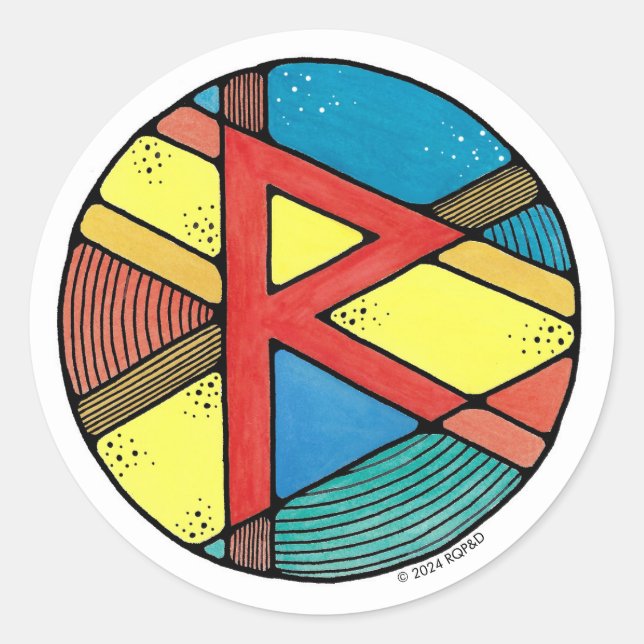 Art Nouveau Rune Raidho - BALANCE Runder Aufkleber (Vorderseite)