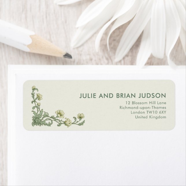 Art Nouveau Sage Botanical Floral return (Insitu)