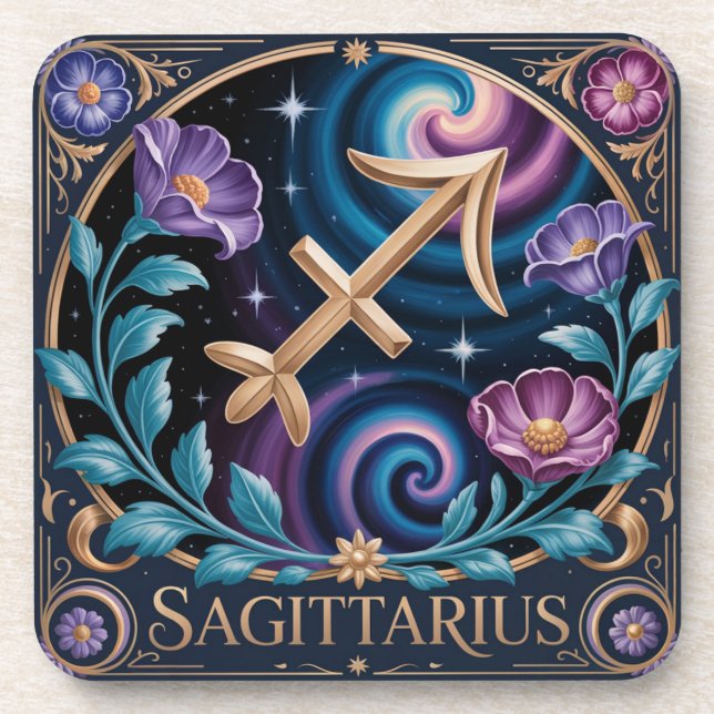 Art Nouveau Sagittarier Plastic Untersetzer Set (Vorderseite)