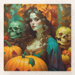Art Nouveau Samhain Glasuntersetzer