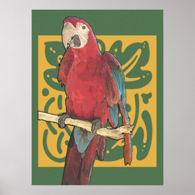 Art Nouveau Scarlet Parrot Poster (Vorne)