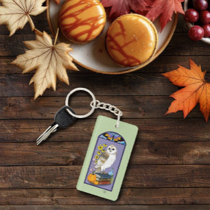 Art Nouveau Scheuneule Pumpkins Vintage Bücher Her Schlüsselanhänger