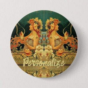 Art nouveau Schokoladengetränk florale Werbung Button