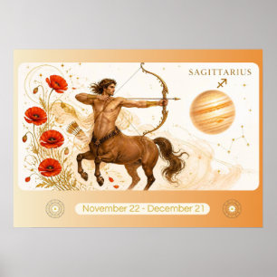 Art Nouveau Schütze-Zodiak-Wandkunst Poster
