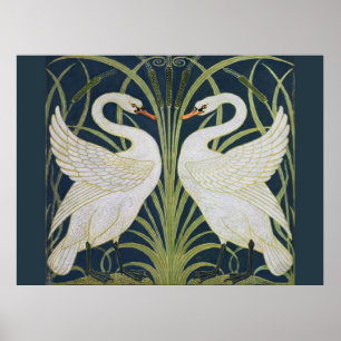 Art Nouveau-Schwanmuster: Walter Crane Schwan Druc Poster