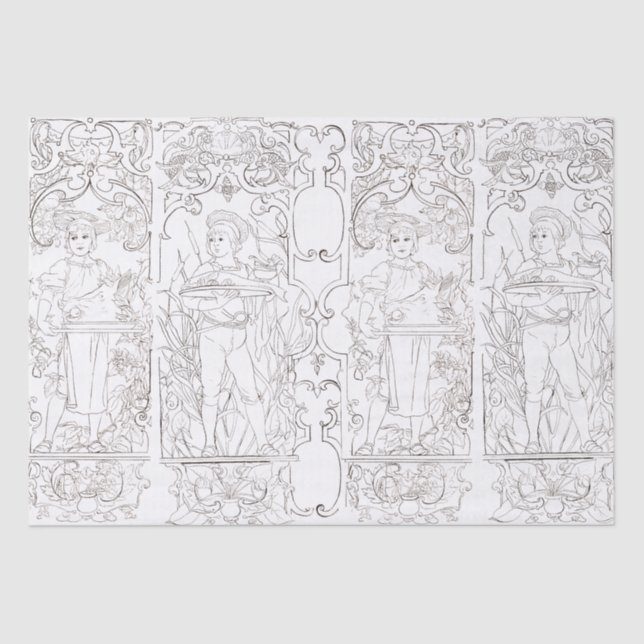 Art Nouveau Schwarz-weiß Cooks Books Decoupage Seidenpapier (Vorderseite)