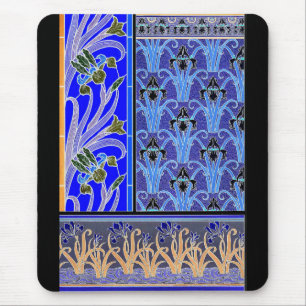 Art nouveau Schwertlilie elegant vintage floral Mousepad