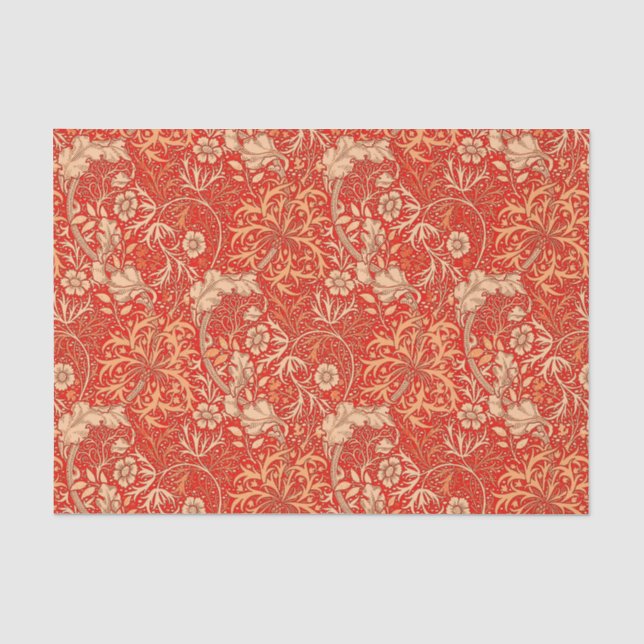 Art Nouveau Seaweed Floral, Deep Corner Orange Seidenpapier (Vorderseite)