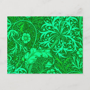 Art Nouveau Seaweed Floral, Emerald Green Postkarte