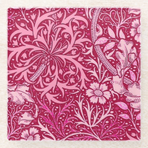 Art Nouveau Seaweed Floral, Fuchsia Pink Glasuntersetzer