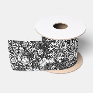 Art Nouveau Seaweed Floral, Schwarz und Weiß Satinband