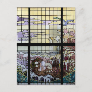 Art Nouveau-Seeszene in Buntglas Postkarte
