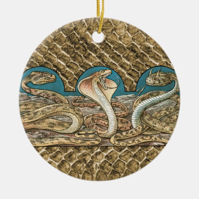 Art Nouveau Snake Trio Keramik Ornament (Vorne)