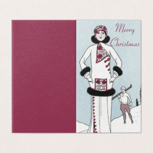 Art Nouveau Snow Queen Merry Weihnachtskarte