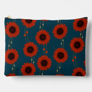 Art Nouveau Sonnenblume Retro Floral Streifen Rot Zubehörtasche
