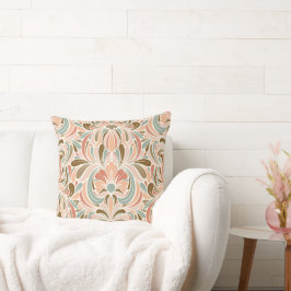 Art Nouveau Spirit Peach, Aqua, Taupe Kissen
