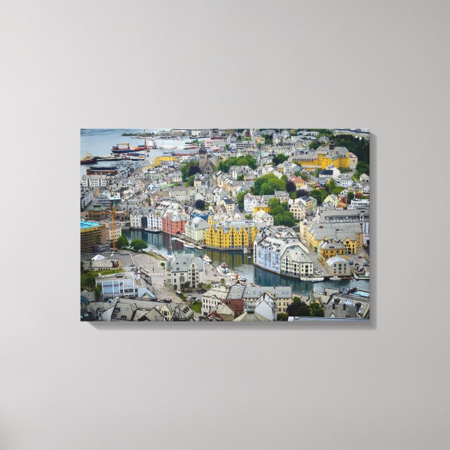 Art Nouveau Stadt Alesund, Norwegen Leinwand druck (Vorderseite)