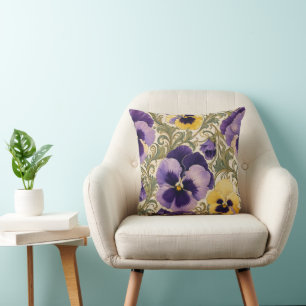 Art Nouveau Stiefmütterchen Florales Dekoratives Kissen
