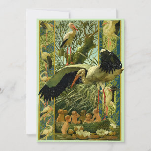 Art Nouveau Störche Baby Shower Vorlage